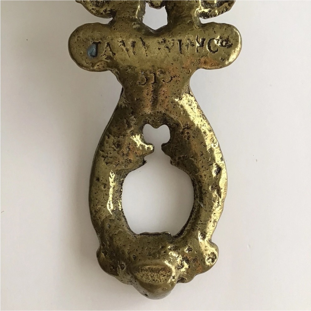 Brass Door Knocker 8 1/2” Byzantine Style Burnished Scroll Ornate Heavy Vintage - Picture 7 of 12